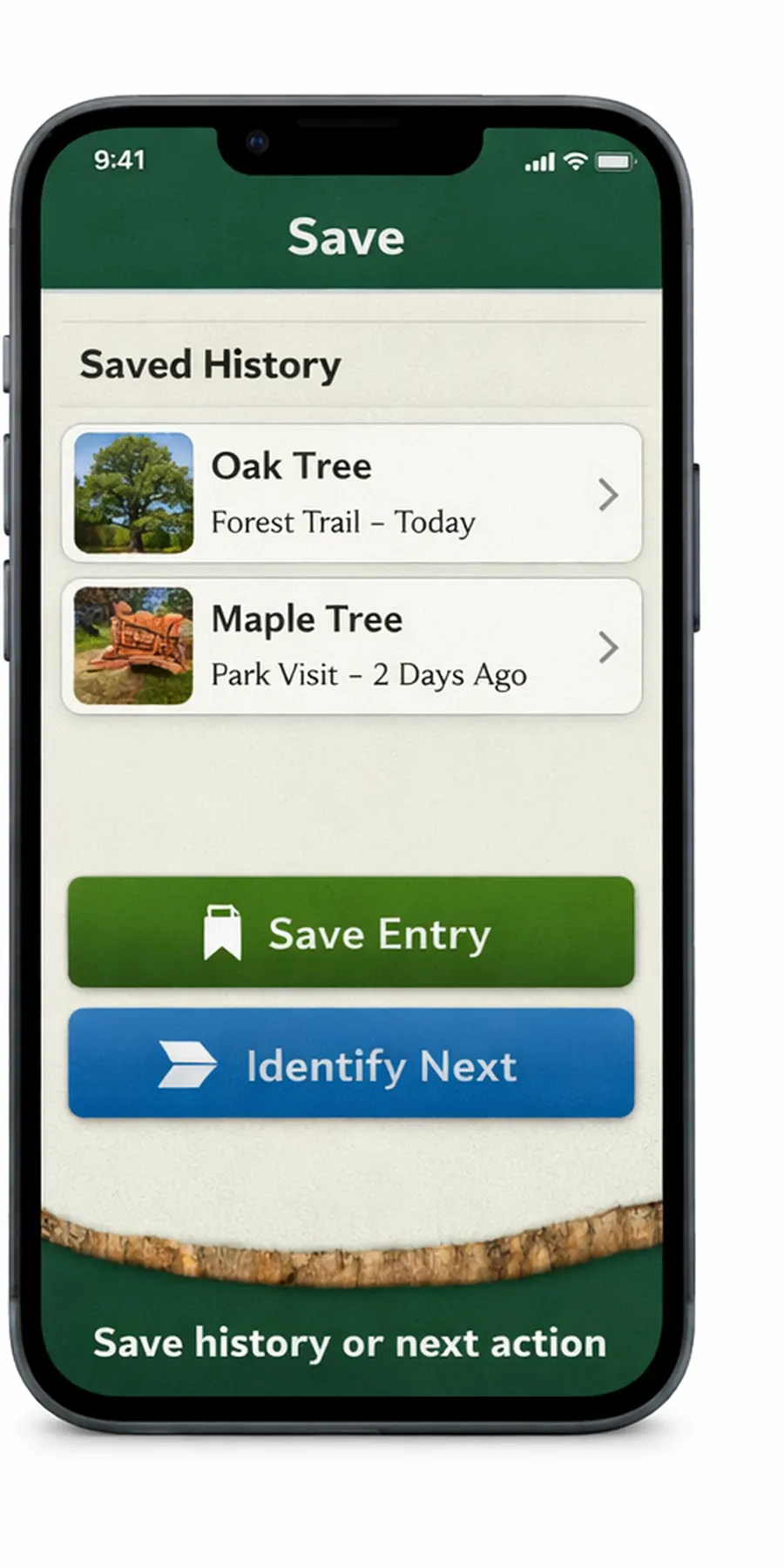 Saving tree identification observations